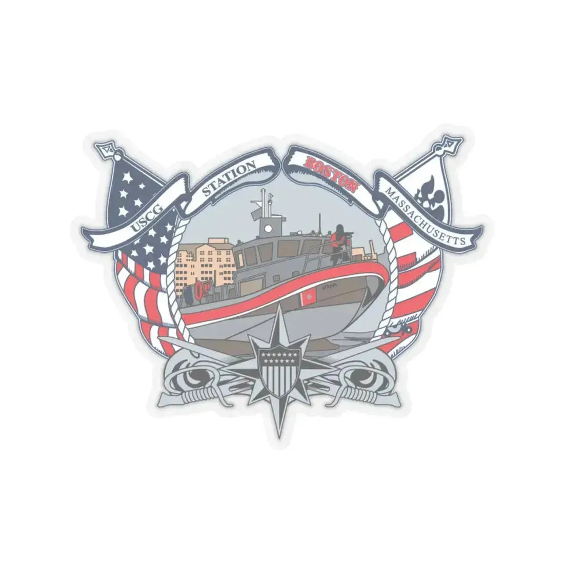 USCG Station Boston (U.S. Coast Guard) STICKER Vinyl Kiss-Cut Decal 4 Inch Transparent - The Sticker Space