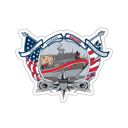 USCG Station Boston (U.S. Coast Guard) STICKER Vinyl Kiss-Cut Decal 4 Inch White - The Sticker Space