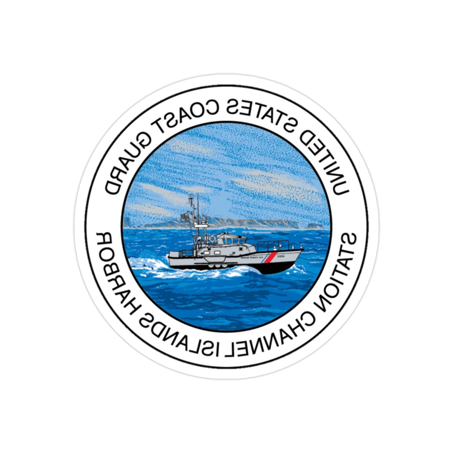 USCG Station Channel Islands Harbor (U.S. Coast Guard) REVERSE PRINT Transparent STICKER-2" × 2"-The Sticker Space