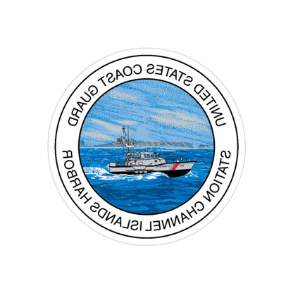 USCG Station Channel Islands Harbor (U.S. Coast Guard) REVERSE PRINT Transparent STICKER-3" × 3"-The Sticker Space