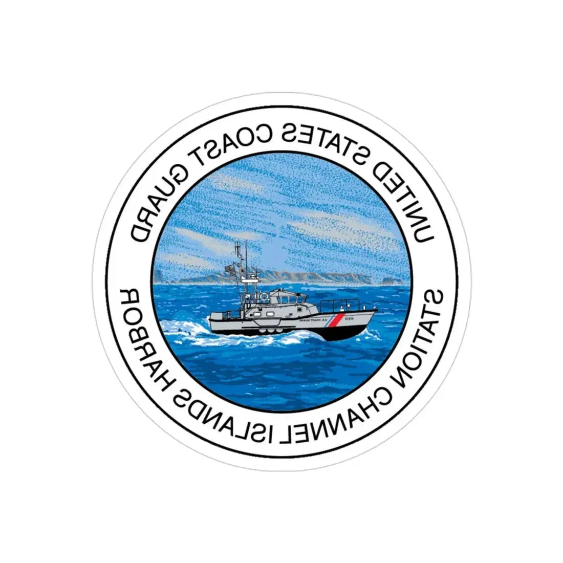 USCG Station Channel Islands Harbor (U.S. Coast Guard) REVERSE PRINT Transparent Die-Cut STICKER 3 Inch Die-Cut Transparent - The Sticker Space
