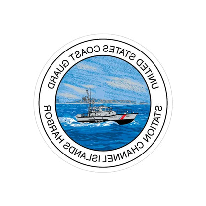USCG Station Channel Islands Harbor (U.S. Coast Guard) REVERSE PRINT Transparent Die-Cut STICKER 3 Inch Die-Cut Transparent - The Sticker Space