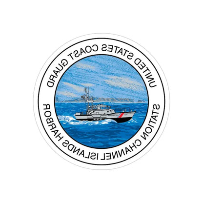 USCG Station Channel Islands Harbor (U.S. Coast Guard) REVERSE PRINT Transparent Die-Cut STICKER 4 Inch Die-Cut Transparent - The Sticker Space