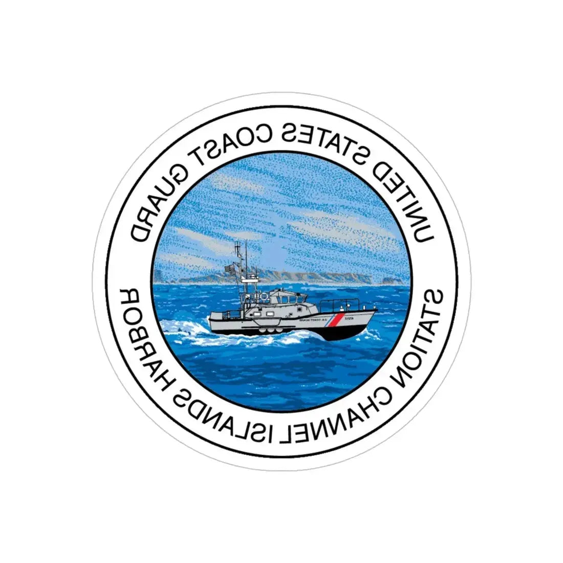 USCG Station Channel Islands Harbor (U.S. Coast Guard) REVERSE PRINT Transparent Die-Cut STICKER 5 Inch Die-Cut Transparent - The Sticker Space