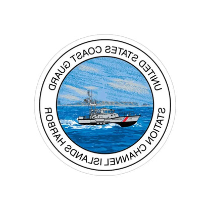 USCG Station Channel Islands Harbor (U.S. Coast Guard) REVERSE PRINT Transparent Die-Cut STICKER 5 Inch Die-Cut Transparent - The Sticker Space