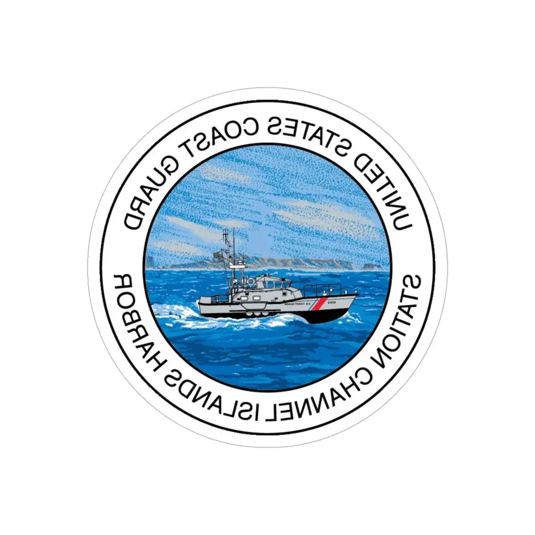 USCG Station Channel Islands Harbor (U.S. Coast Guard) REVERSE PRINT Transparent Die-Cut STICKER 6 Inch Die-Cut Transparent - The Sticker Space