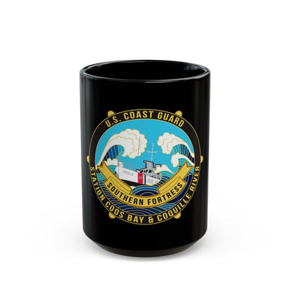 USCG Station Coos Bay (U.S. Coast Guard) Black Coffee Mug-15oz-The Sticker Space