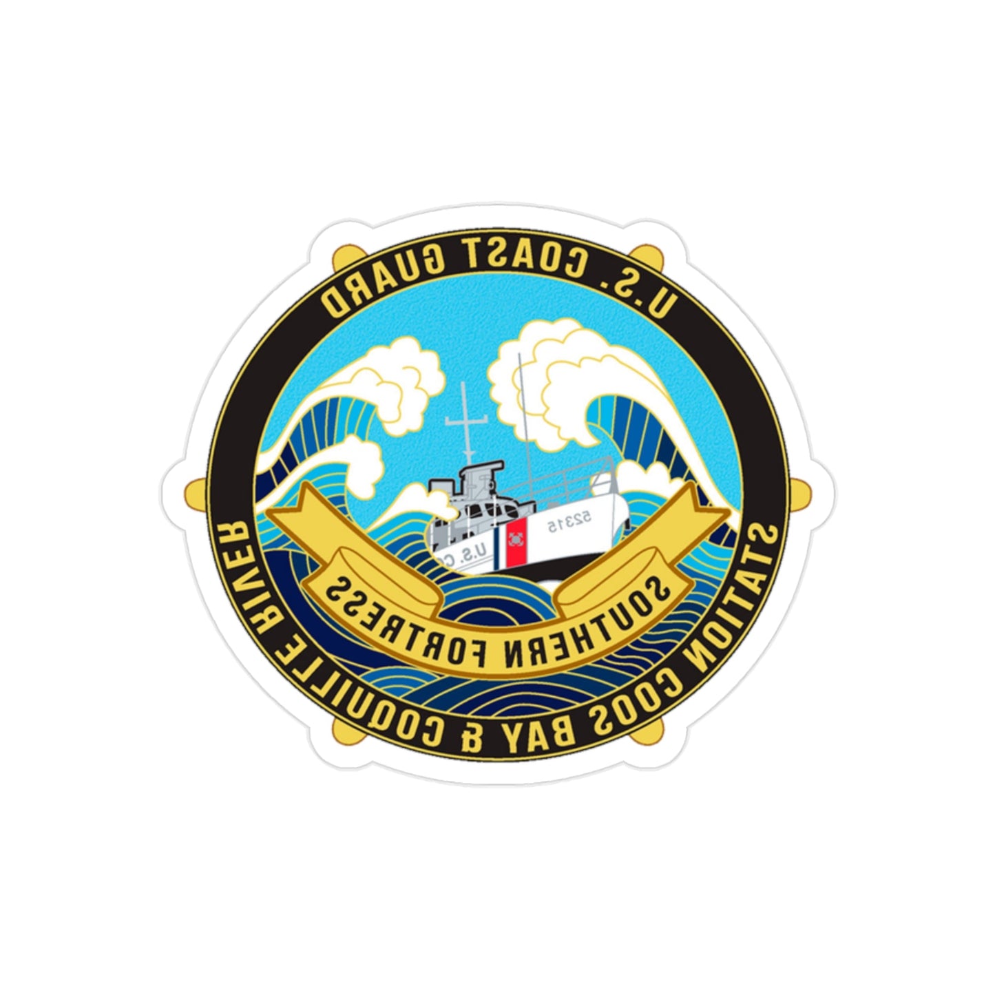 USCG Station Coos Bay (U.S. Coast Guard) REVERSE PRINT Transparent STICKER-2" × 2"-The Sticker Space