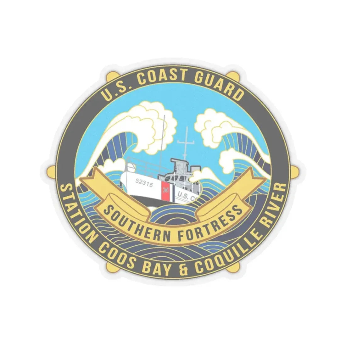 USCG Station Coos Bay (U.S. Coast Guard) STICKER Vinyl Kiss-Cut Decal 6 Inch Transparent - The Sticker Space