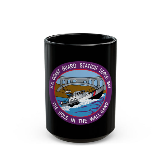 USCG Station Depoe Bay (U.S. Coast Guard) Black Coffee Mug-15oz-The Sticker Space