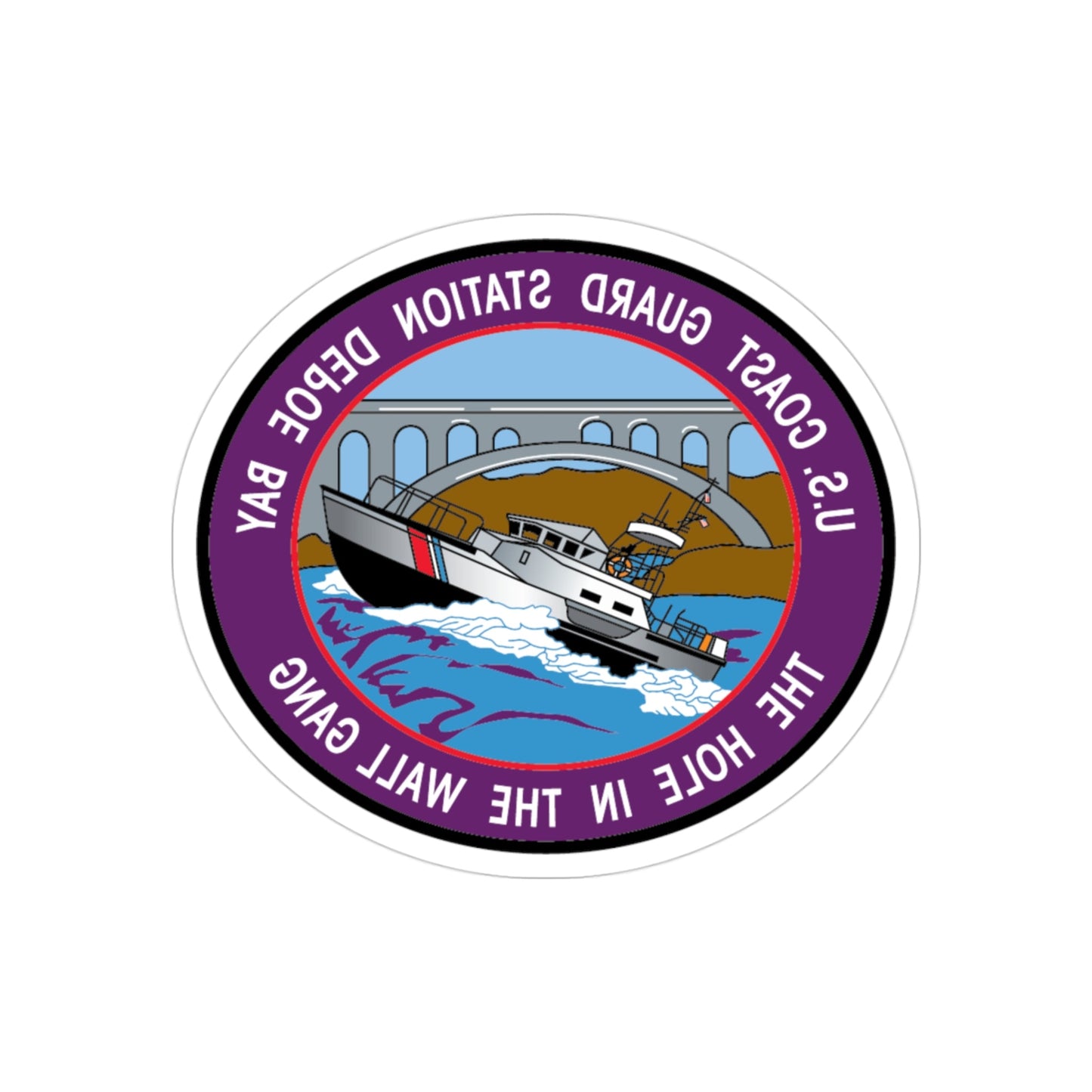 USCG Station Depoe Bay (U.S. Coast Guard) REVERSE PRINT Transparent STICKER-3" × 3"-The Sticker Space