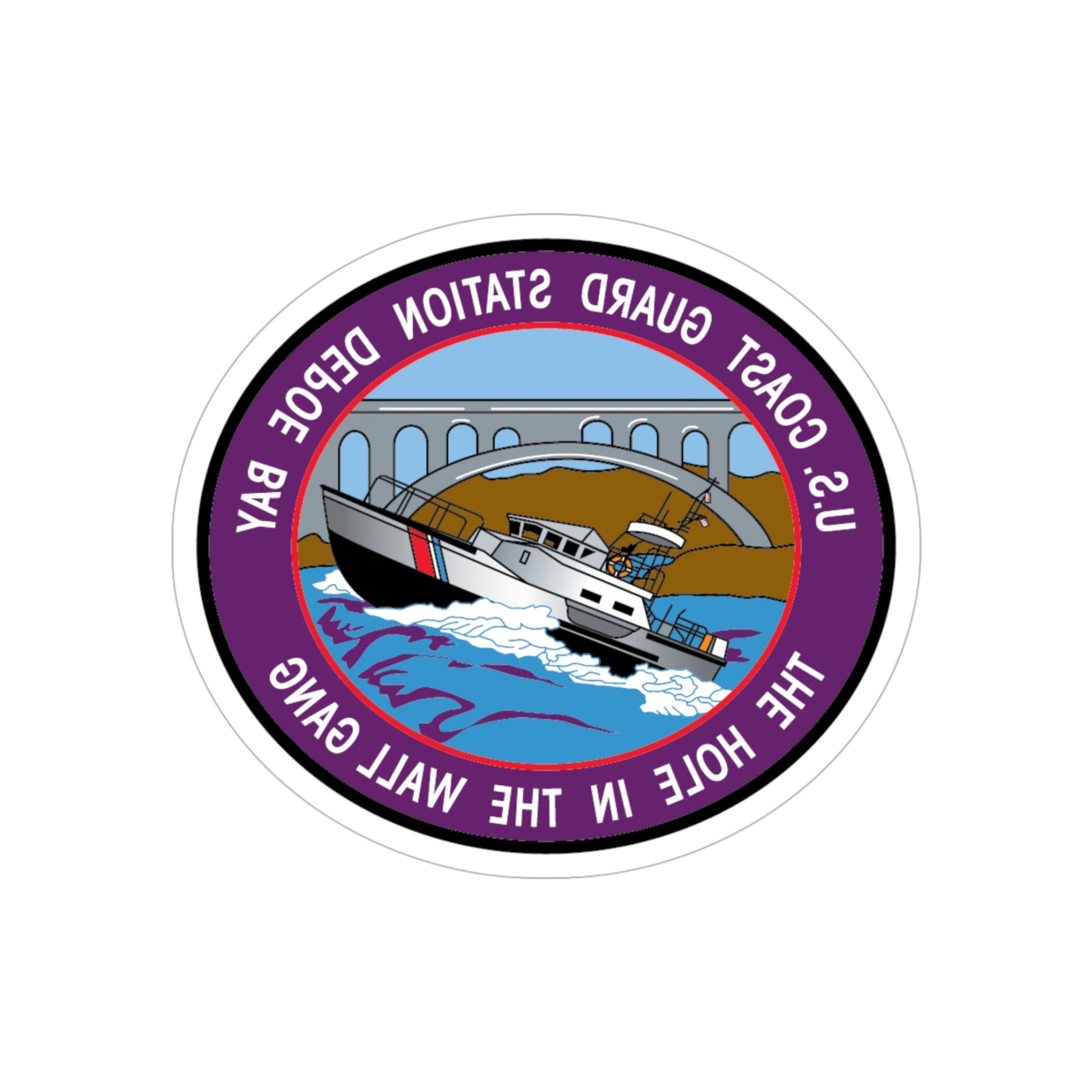 USCG Station Depoe Bay (U.S. Coast Guard) REVERSE PRINT Transparent STICKER-5" × 5"-The Sticker Space