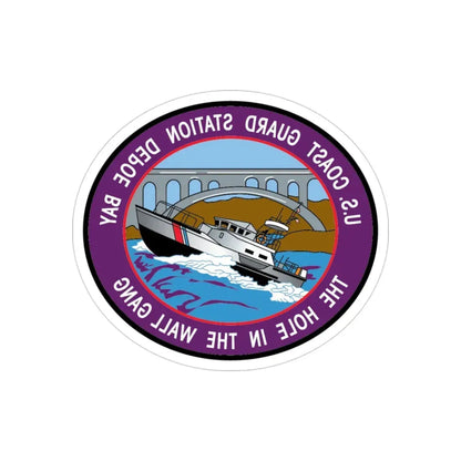 USCG Station Depoe Bay (U.S. Coast Guard) REVERSE PRINT Transparent Die-Cut STICKER 3 Inch Die-Cut Transparent - The Sticker Space