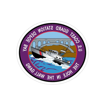 USCG Station Depoe Bay (U.S. Coast Guard) REVERSE PRINT Transparent Die-Cut STICKER 5 Inch Die-Cut Transparent - The Sticker Space