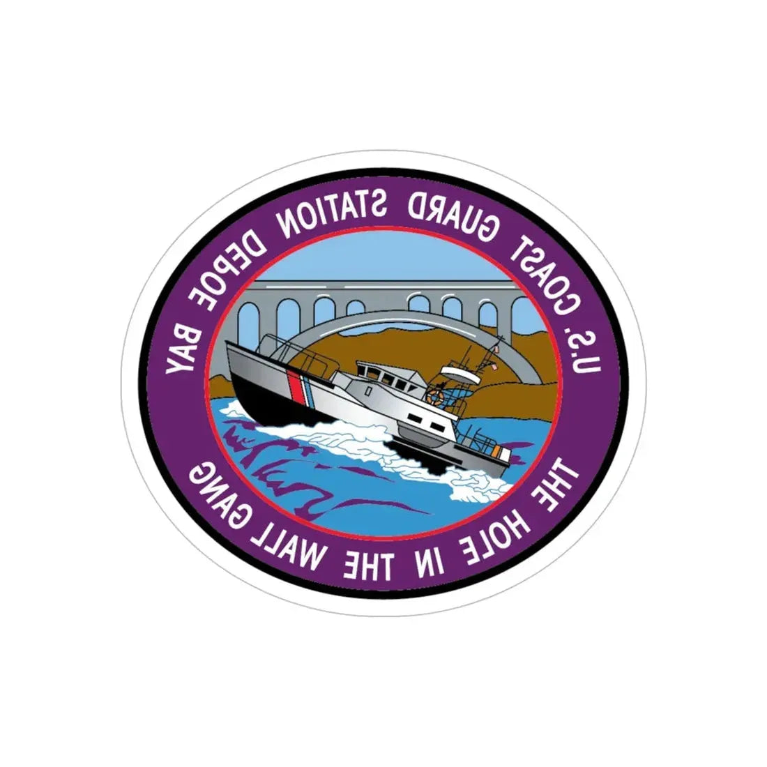 USCG Station Depoe Bay (U.S. Coast Guard) REVERSE PRINT Transparent Die-Cut STICKER 6 Inch Die-Cut Transparent - The Sticker Space