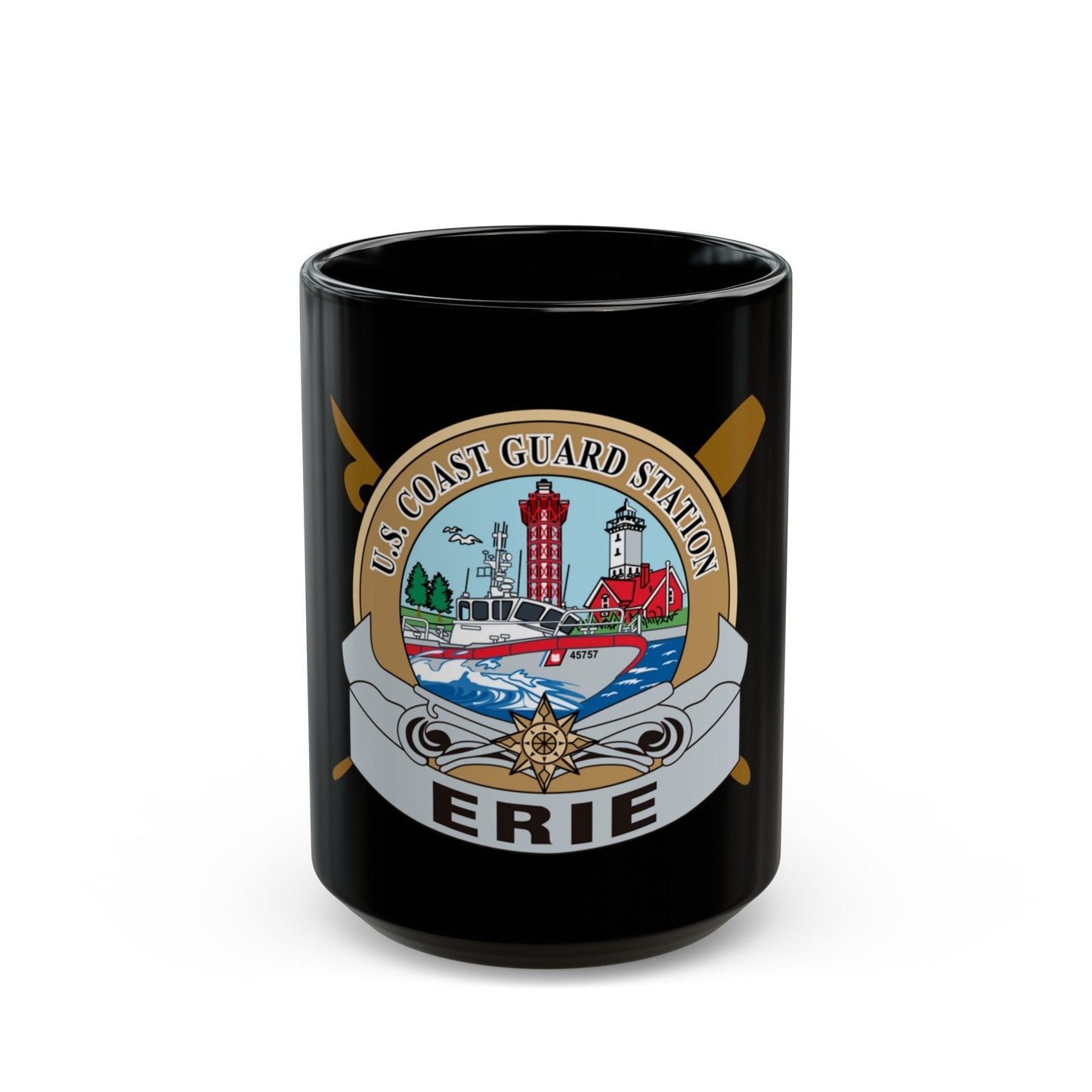 USCG Station Erie (U.S. Coast Guard) Black Coffee Mug-15oz-The Sticker Space