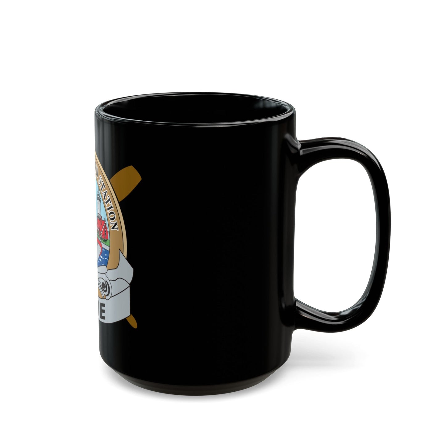 USCG Station Erie (U.S. Coast Guard) Black Coffee Mug-The Sticker Space