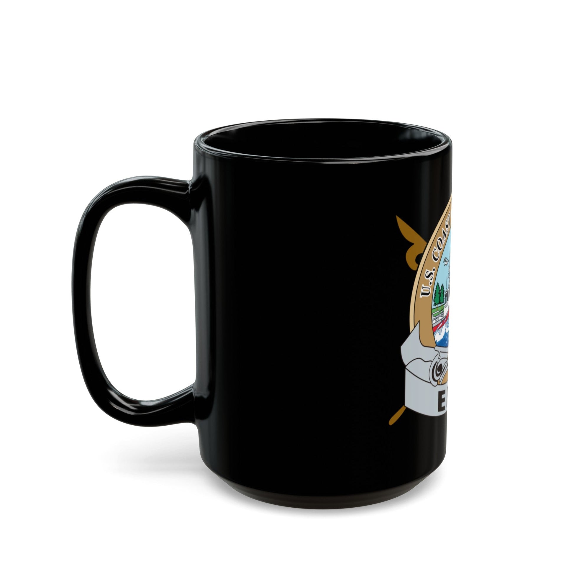 USCG Station Erie (U.S. Coast Guard) Black Coffee Mug-The Sticker Space