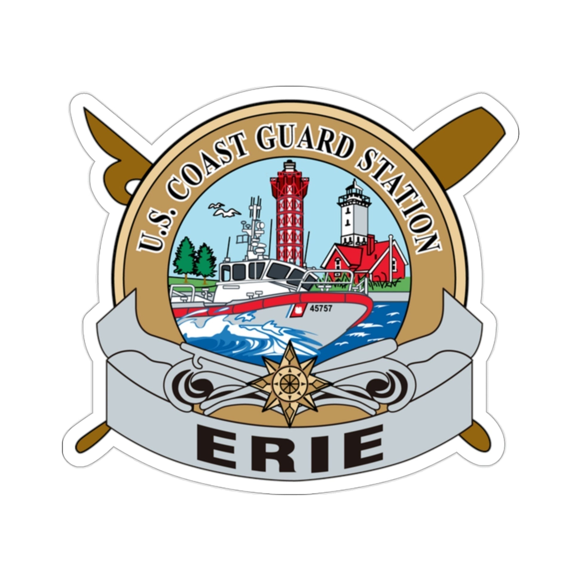 USCG Station Erie (U.S. Coast Guard) STICKER Vinyl Die-Cut Decal-2 Inch-The Sticker Space