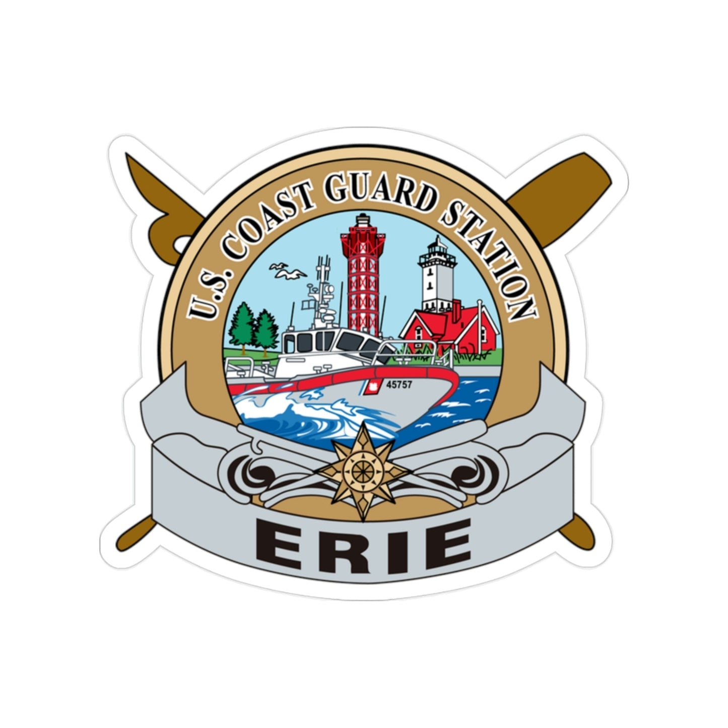 USCG Station Erie (U.S. Coast Guard) Transparent STICKER Die-Cut Vinyl Decal-2 Inch-The Sticker Space