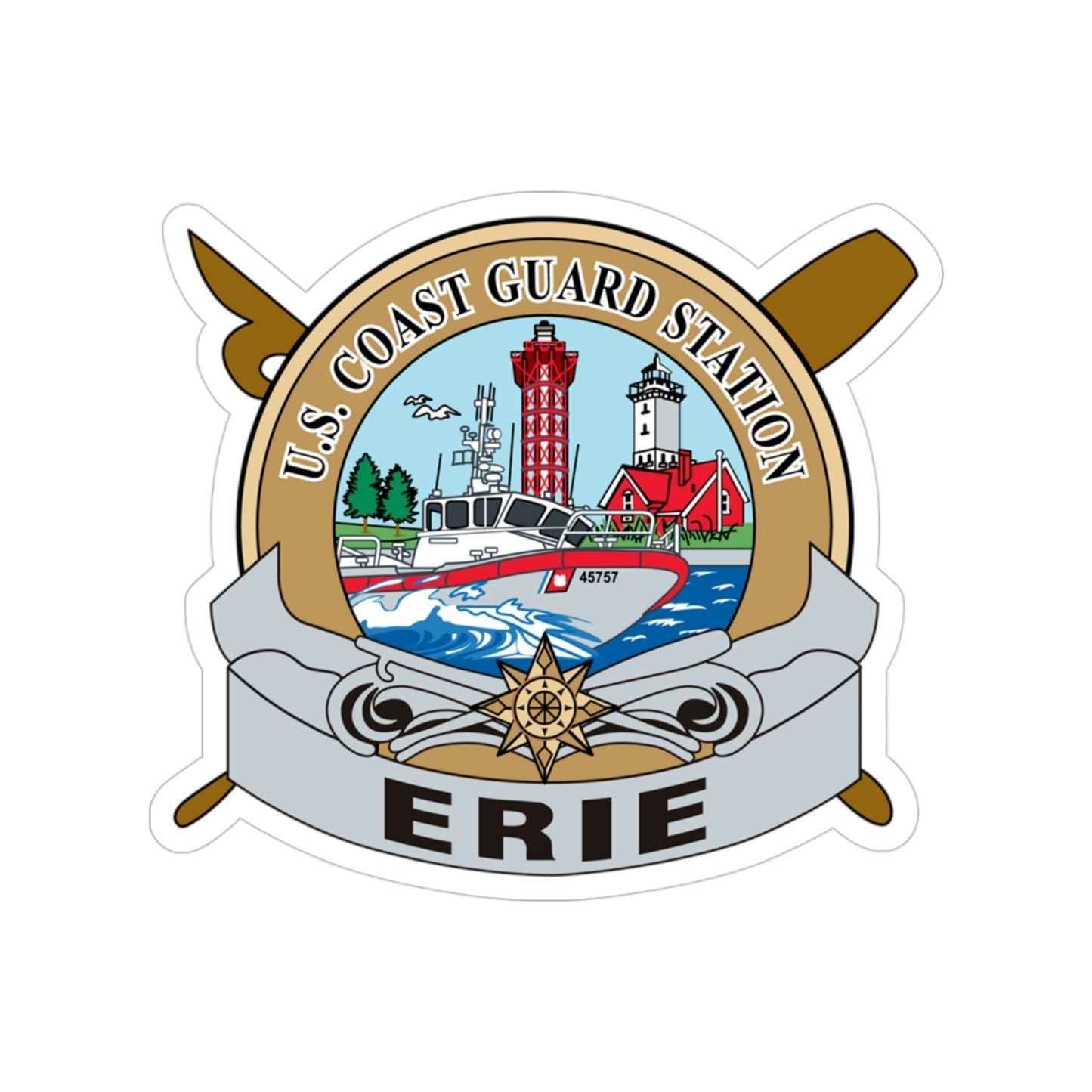 USCG Station Erie (U.S. Coast Guard) Transparent STICKER Die-Cut Vinyl Decal-3 Inch-The Sticker Space