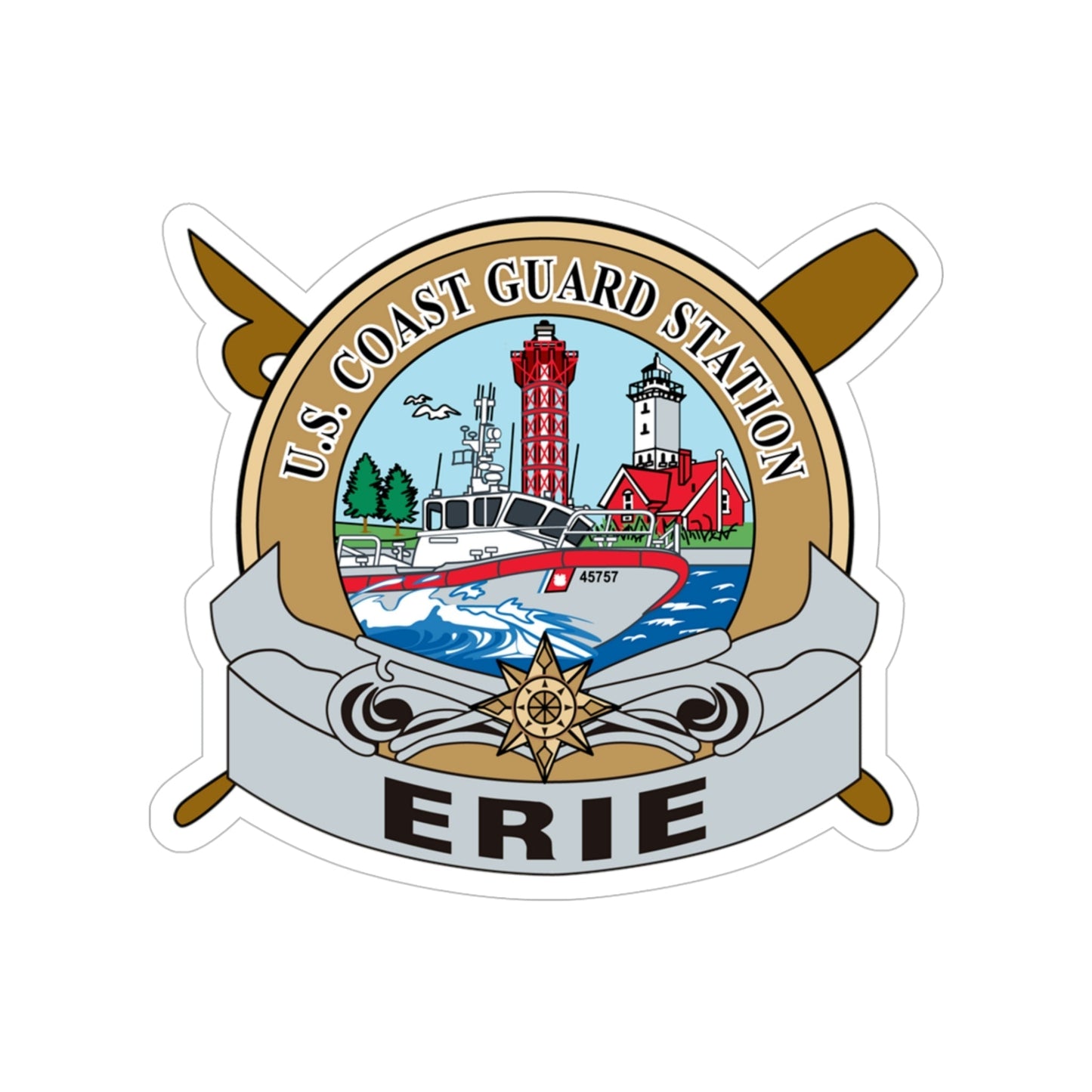 USCG Station Erie (U.S. Coast Guard) Transparent STICKER Die-Cut Vinyl Decal-5 Inch-The Sticker Space