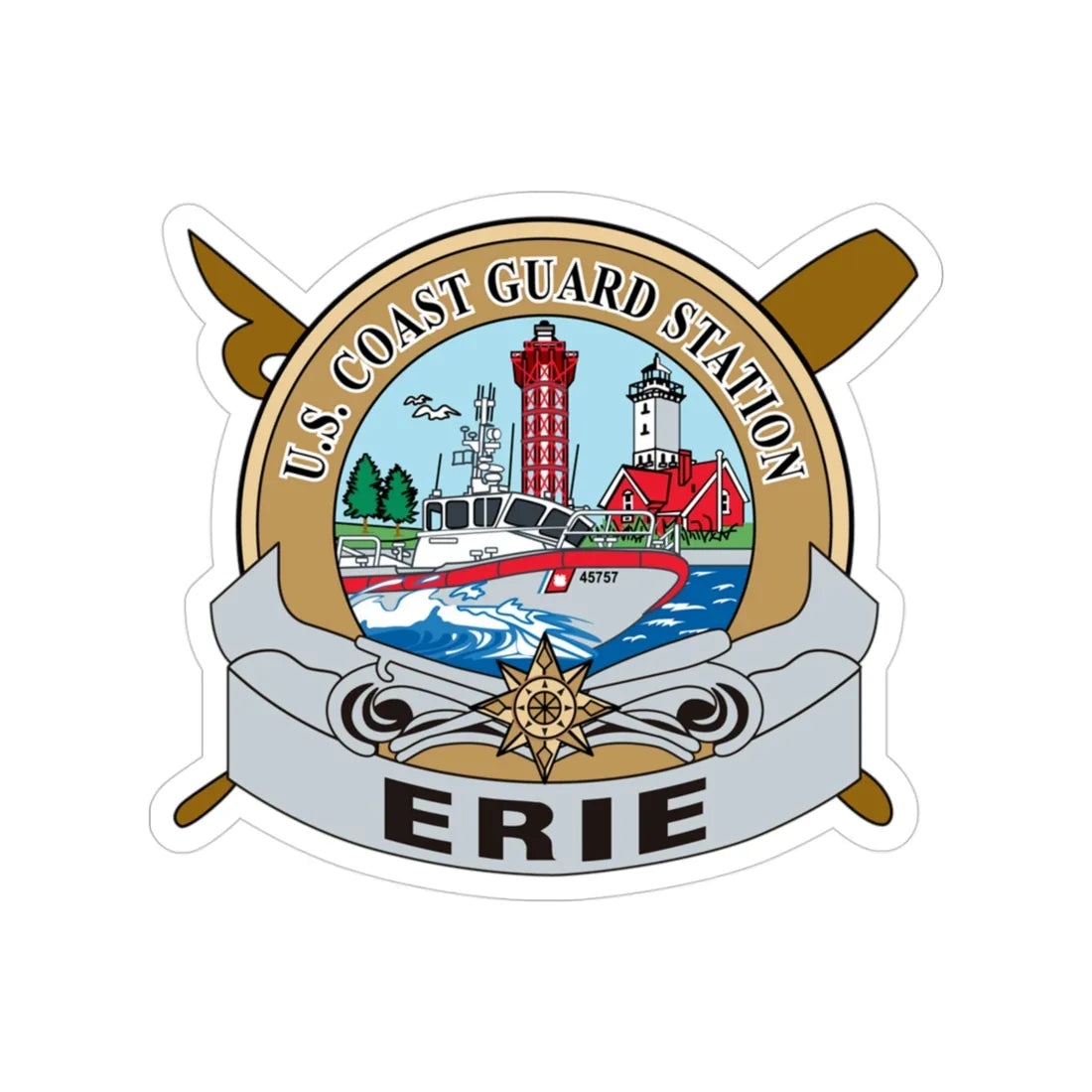 USCG Station Erie (U.S. Coast Guard) Transparent STICKER Die-Cut Vinyl Decal 3 Inch - The Sticker Space