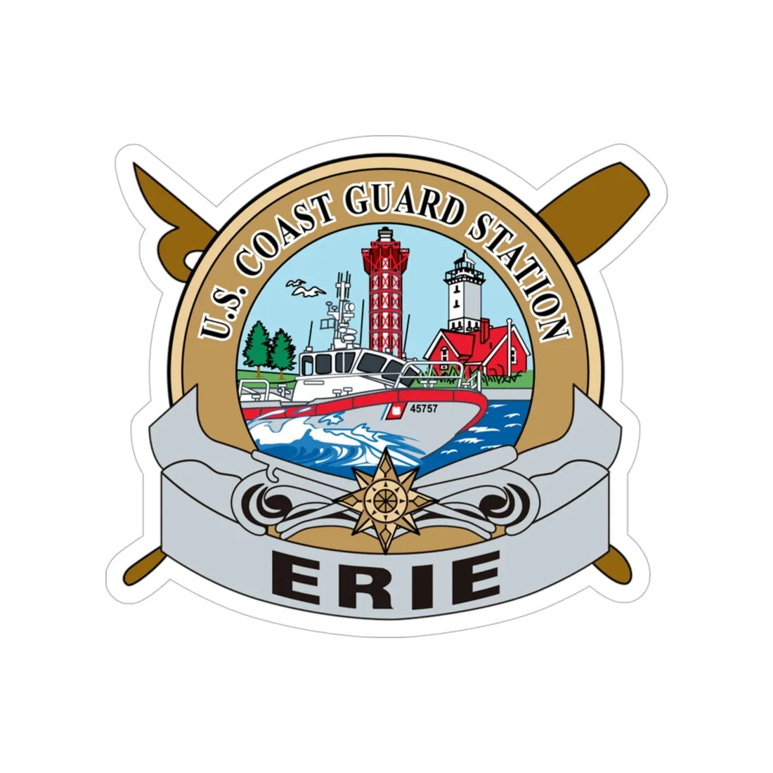 USCG Station Erie (U.S. Coast Guard) Transparent STICKER Die-Cut Vinyl Decal 4 Inch - The Sticker Space
