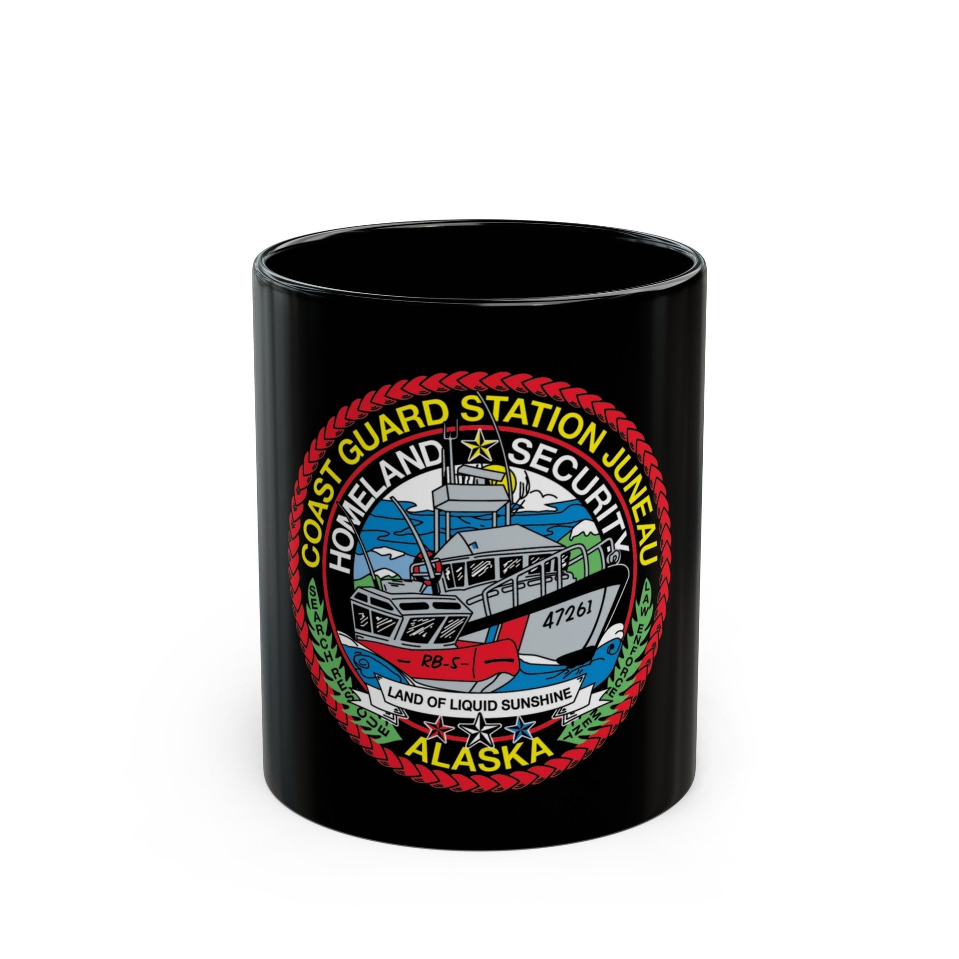 USCG Station Juneau Alaska Homeland Security (U.S. Coast Guard) Black Coffee Mug-11oz-The Sticker Space