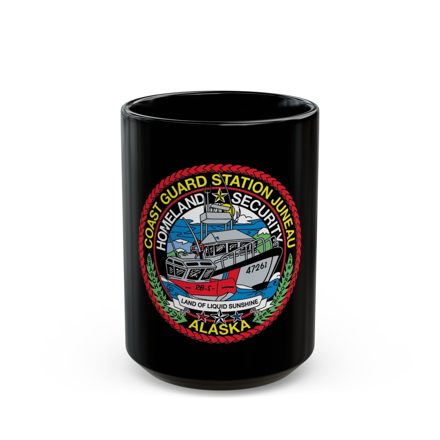 USCG Station Juneau Alaska Homeland Security (U.S. Coast Guard) Black Coffee Mug-15oz-The Sticker Space