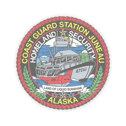 USCG Station Juneau Alaska   Homeland Security (U.S. Coast Guard) STICKER Vinyl Kiss-Cut Decal 6 Inch Transparent - The Sticker Space