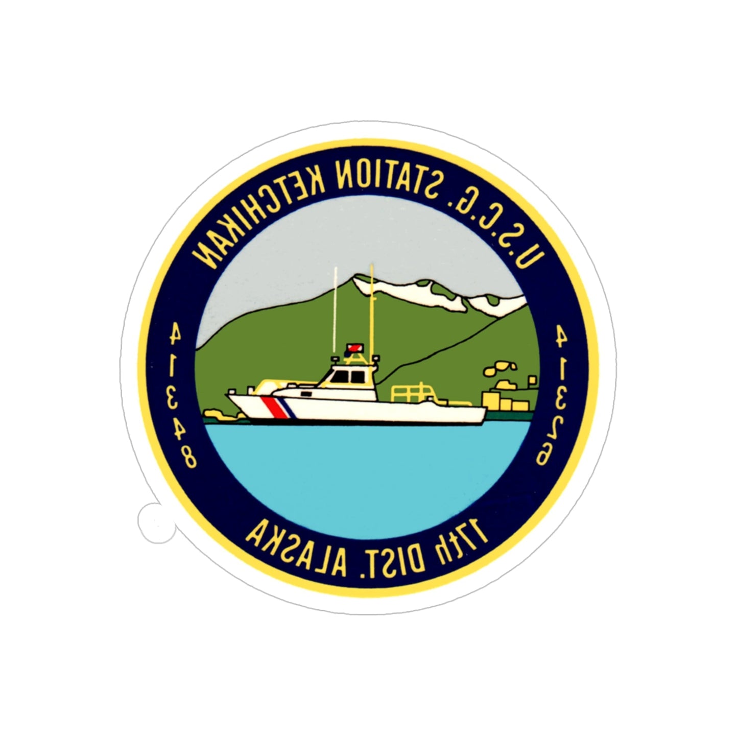 USCG Station Ketchikan 17th Dist (U.S. Coast Guard) REVERSE PRINT Transparent STICKER-6 Inch-The Sticker Space