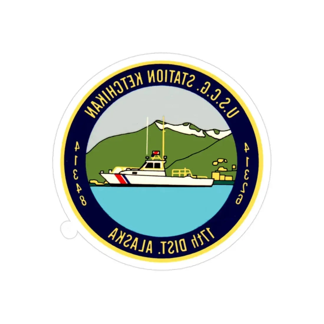 USCG Station Ketchikan 17th Dist (U.S. Coast Guard) REVERSE PRINT Transparent Die-Cut STICKER 2 Inch Die-Cut Transparent - The Sticker Space