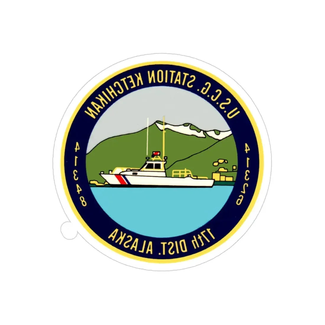 USCG Station Ketchikan 17th Dist (U.S. Coast Guard) REVERSE PRINT Transparent Die-Cut STICKER 3 Inch Die-Cut Transparent - The Sticker Space