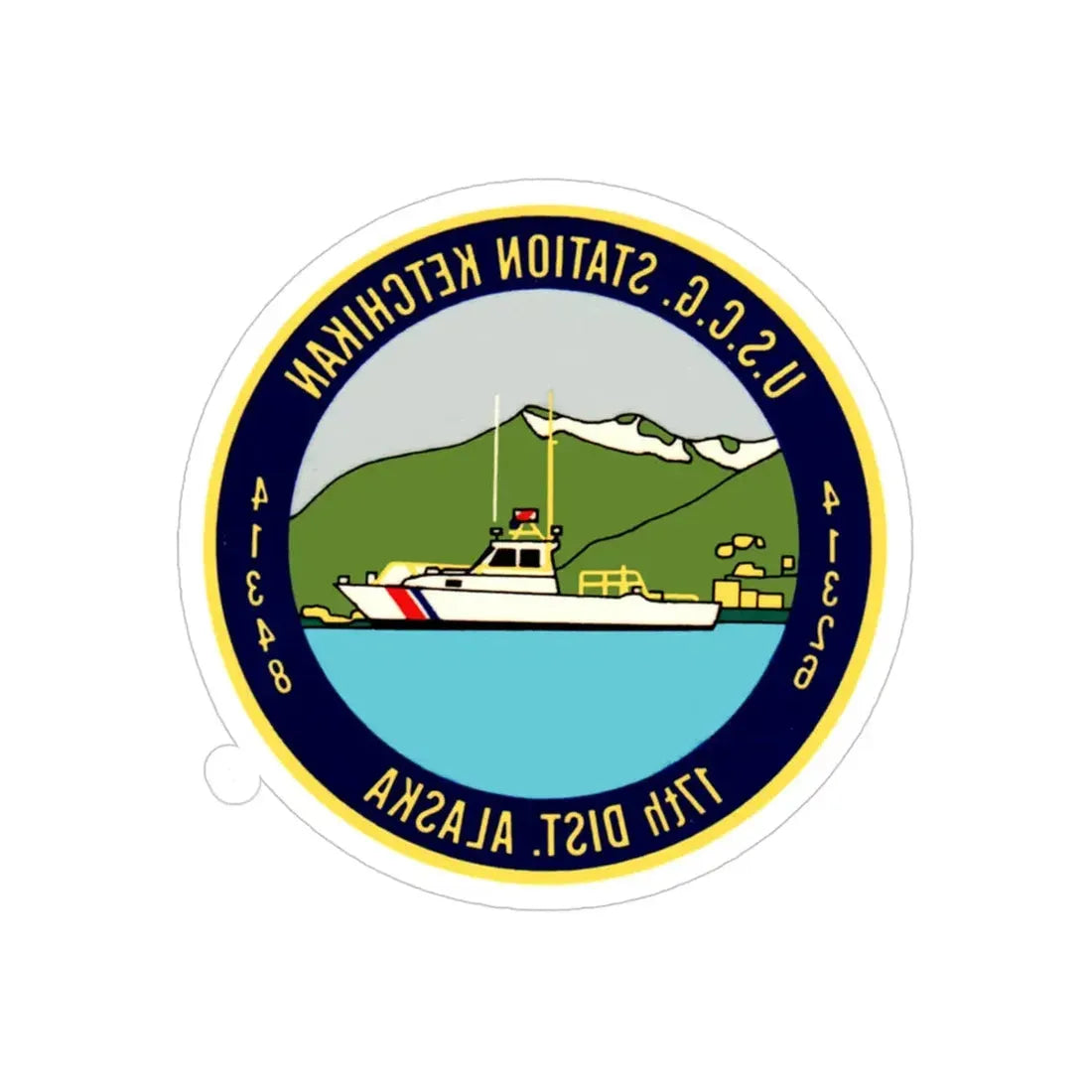 USCG Station Ketchikan 17th Dist (U.S. Coast Guard) REVERSE PRINT Transparent Die-Cut STICKER 4 Inch Die-Cut Transparent - The Sticker Space