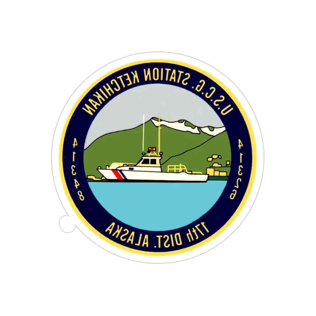 USCG Station Ketchikan 17th Dist (U.S. Coast Guard) REVERSE PRINT Transparent Die-Cut STICKER 5 Inch Die-Cut Transparent - The Sticker Space