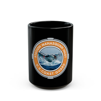 USCG Station Manasquan Inlet (U.S. Coast Guard) Black Coffee Mug-15oz-The Sticker Space