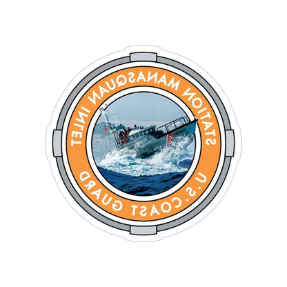 USCG Station Manasquan Inlet (U.S. Coast Guard) REVERSE PRINT Transparent Die-Cut STICKER 5 Inch Die-Cut Transparent - The Sticker Space