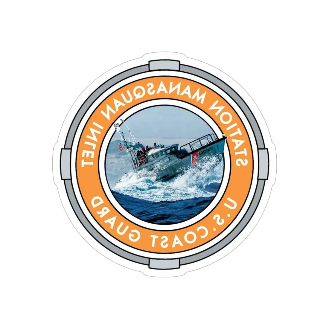 USCG Station Manasquan Inlet (U.S. Coast Guard) REVERSE PRINT Transparent Die-Cut STICKER 6 Inch Die-Cut Transparent - The Sticker Space