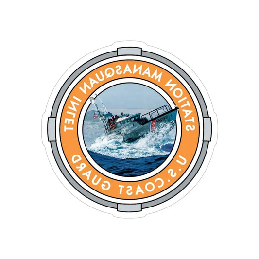 USCG Station Manasquan Inlet (U.S. Coast Guard) REVERSE PRINT Transparent Die-Cut STICKER 6 Inch Die-Cut Transparent - The Sticker Space