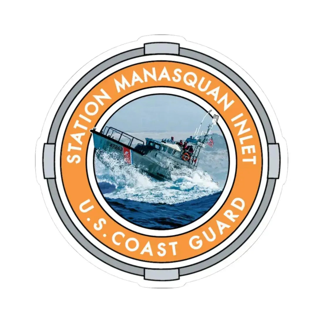 USCG Station Manasquan Inlet (U.S. Coast Guard) STICKER Vinyl Kiss-Cut Decal 3 Inch White - The Sticker Space