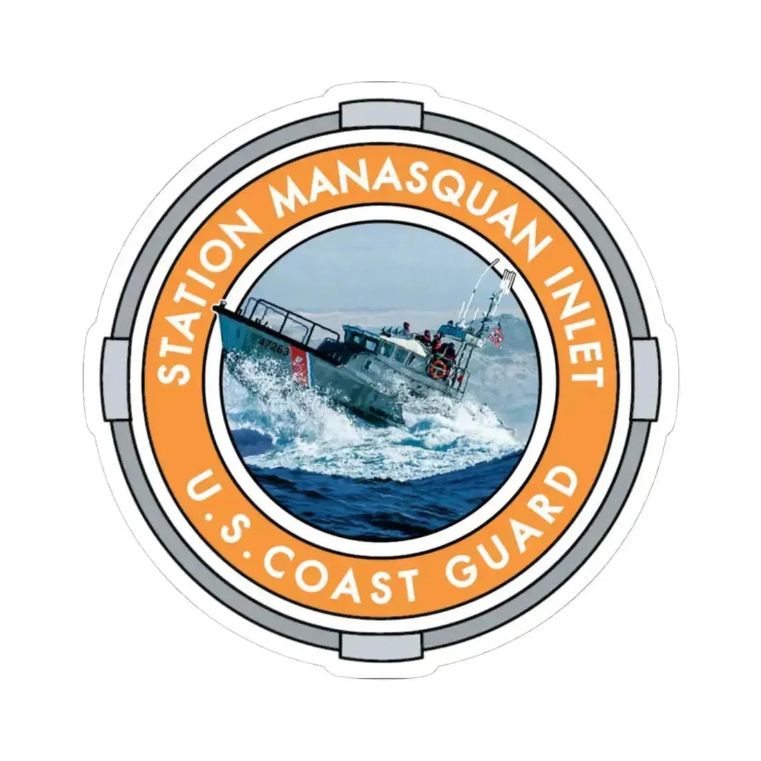 USCG Station Manasquan Inlet (U.S. Coast Guard) STICKER Vinyl Kiss-Cut Decal 4 Inch White - The Sticker Space