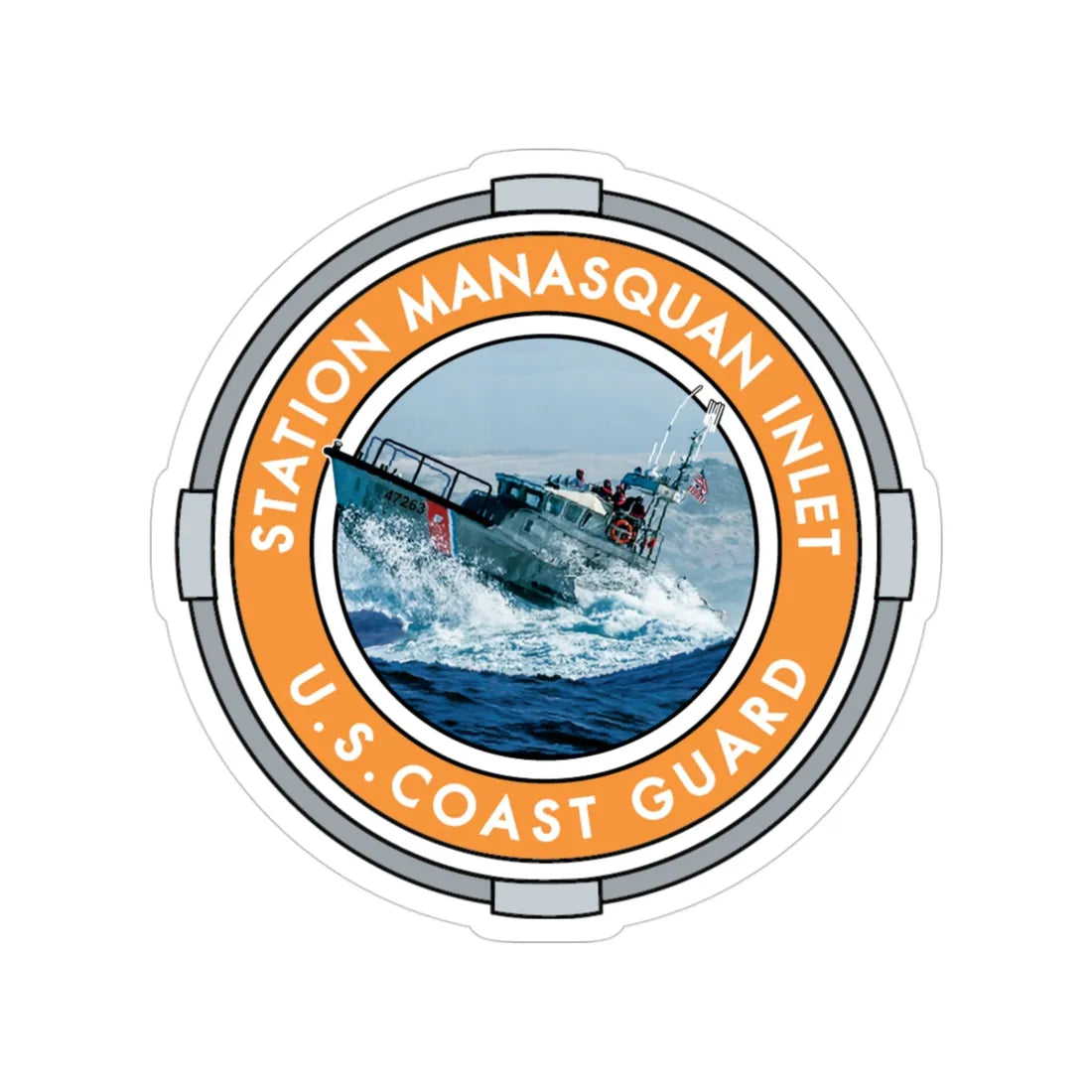 USCG Station Manasquan Inlet (U.S. Coast Guard) Transparent STICKER Die-Cut Vinyl Decal 3 Inch - The Sticker Space