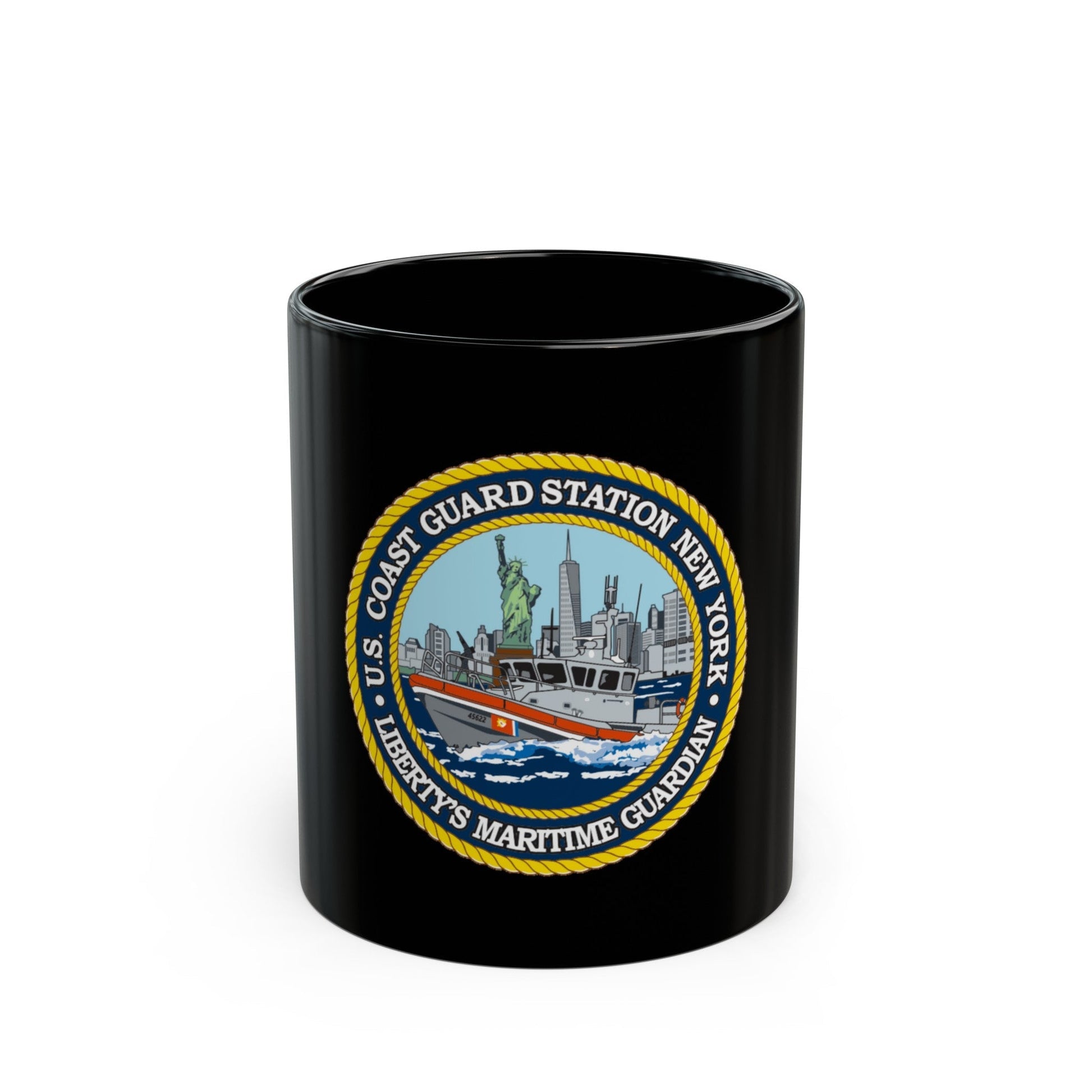 USCG Station New York (U.S. Coast Guard) Black Coffee Mug-11oz-The Sticker Space