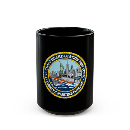 USCG Station New York (U.S. Coast Guard) Black Coffee Mug-15oz-The Sticker Space