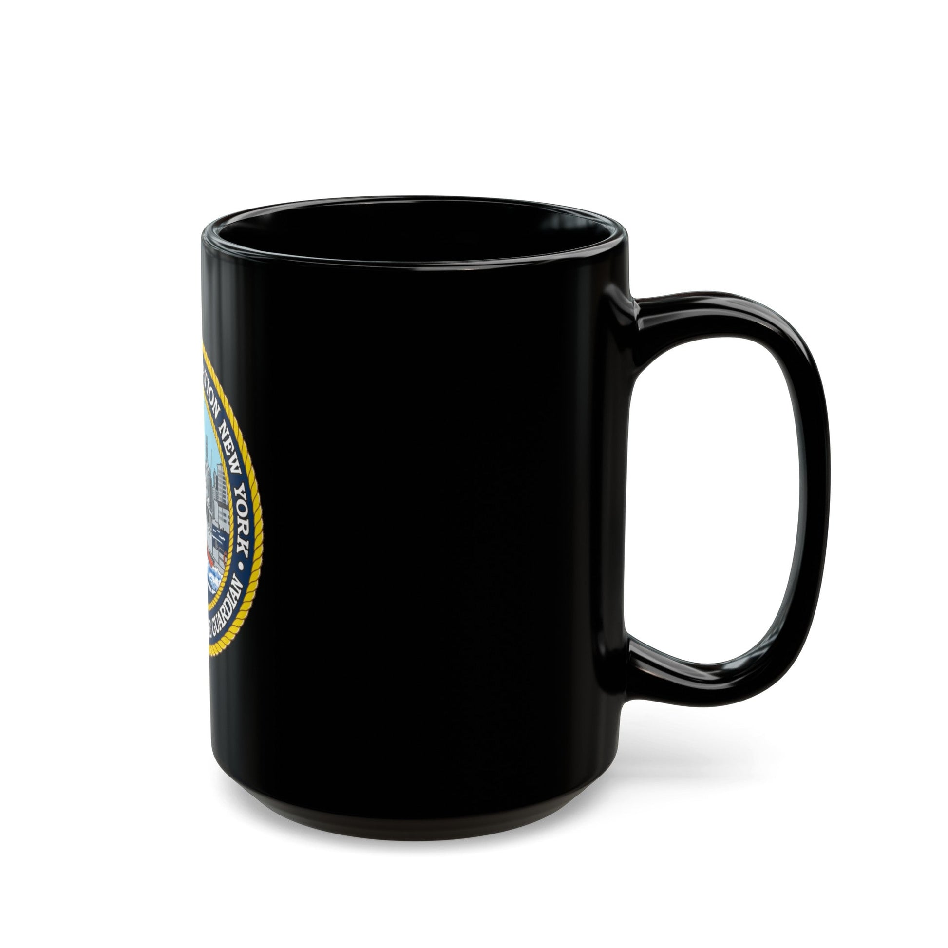 USCG Station New York (U.S. Coast Guard) Black Coffee Mug-The Sticker Space