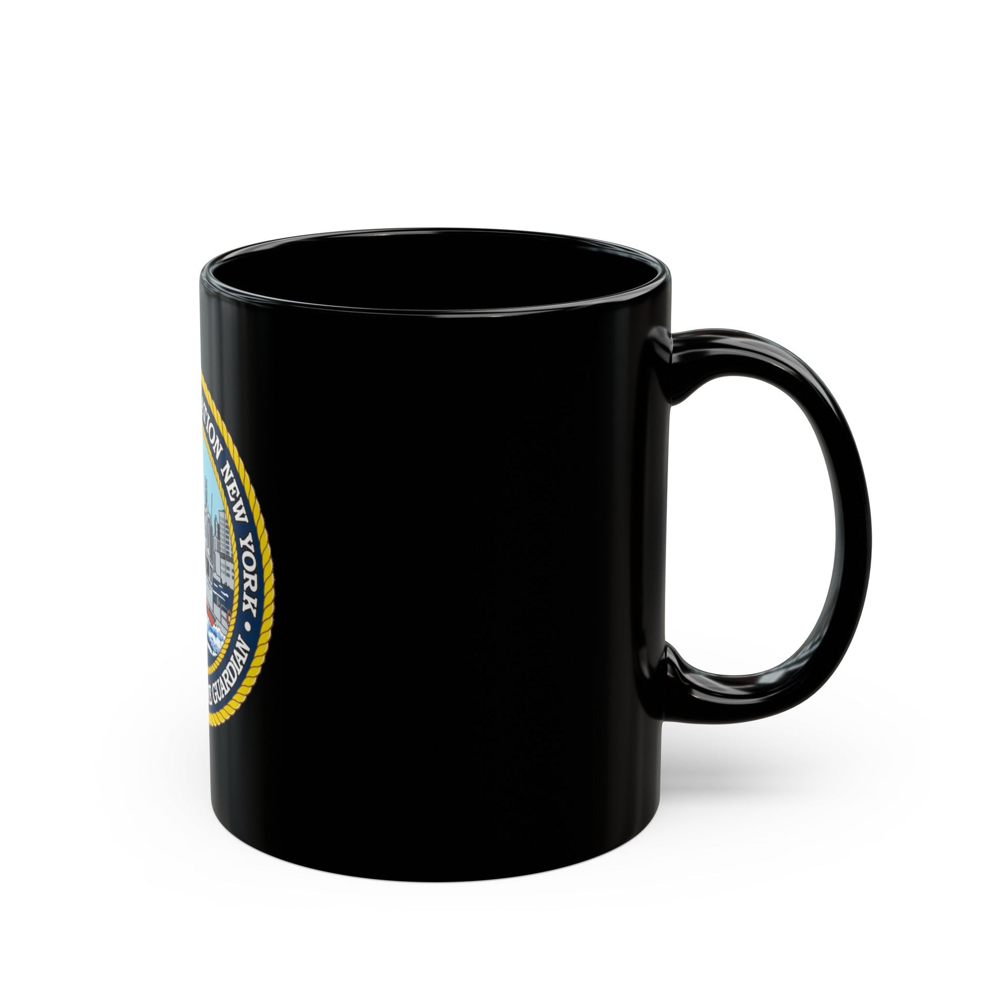 USCG Station New York (U.S. Coast Guard) Black Coffee Mug-The Sticker Space