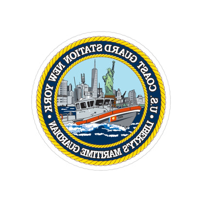 USCG Station New York (U.S. Coast Guard) REVERSE PRINT Transparent STICKER-3 Inch-The Sticker Space