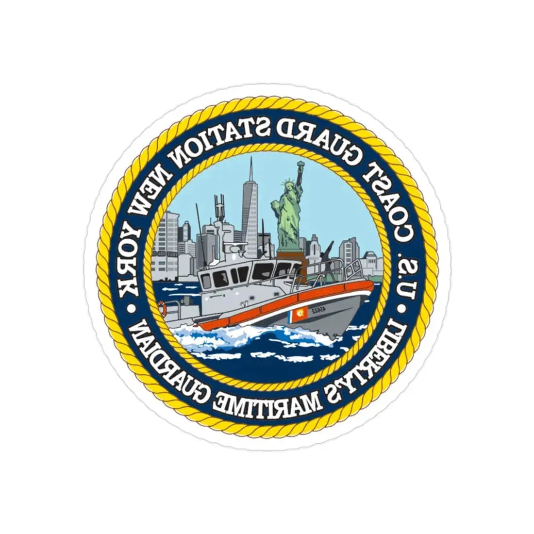 USCG Station New York (U.S. Coast Guard) REVERSE PRINT Transparent Die-Cut STICKER 2 Inch Die-Cut Transparent - The Sticker Space