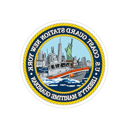 USCG Station New York (U.S. Coast Guard) REVERSE PRINT Transparent Die-Cut STICKER 6 Inch Die-Cut Transparent - The Sticker Space